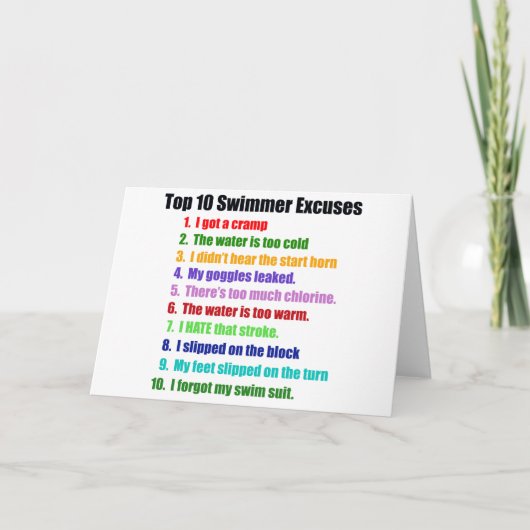 Top Ten Swimmer Ausreden Karte (Vorderseite)