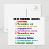 Top Ten Swimmer Ausreden Postkarte (Vorne/Hinten)