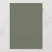 Top Textured Moss Green Flat Menü - Anpassbar Menükarte (Rückseite)