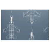 Top View F-16 in blau und weiß groß Stoff (Fat Quarter (45,7 x 55,9 cm))