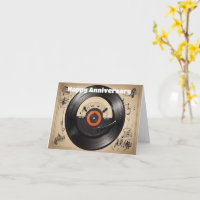 Top-View-Rekord umgeben von Musiknoten