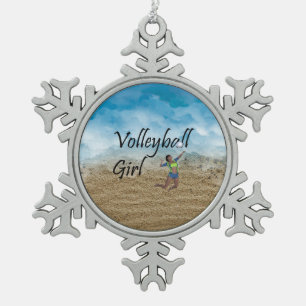 TOP Volleyball Girl Schneeflocken Zinn-Ornament