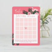 Topaktuell rosa Flamingo Baby Shower Bingo Game Ca Einladung (Stehend Vorderseite)