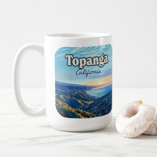 Topanga California Canyon Los Angeles Vintag Kaffeetasse (Mit Donut)