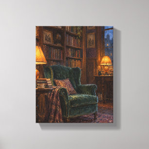 Topas-Lampen in der stillen Bibliothek - Gemütlich Leinwanddruck