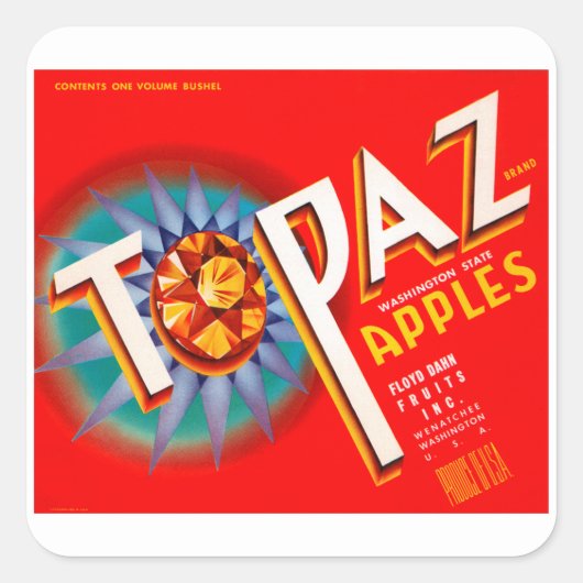 Topaz Apples Quadratischer Aufkleber (Vorderseite)