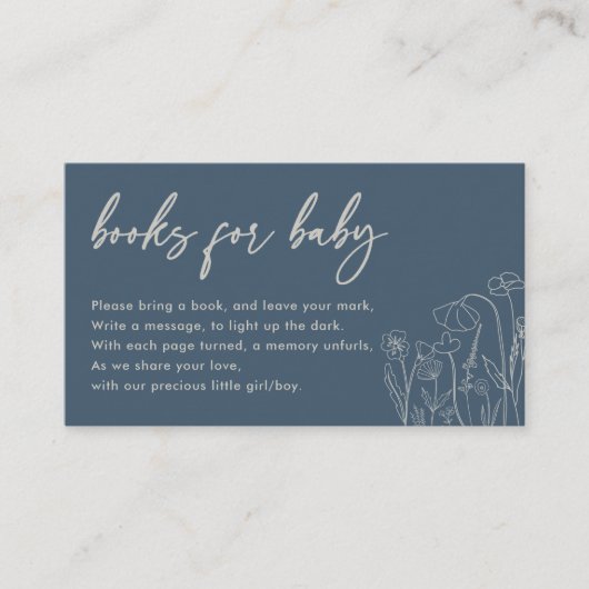 Topaz Blue Wildblume Line Art Books for Baby Begleitkarte (Vorderseite)