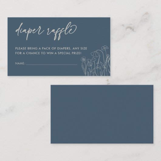 Topaz Blue Wildblume Line Art Diaper Begleitkarte (Vorne/Hinten)