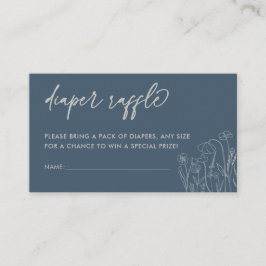 Topaz Blue Wildblume Line Art Diaper Begleitkarte