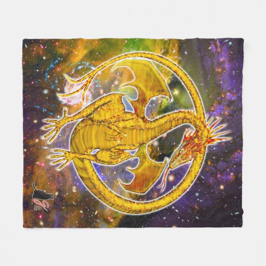 Topaz Cosmic Dragon Fleece Blanket (Vorderseite (Horizontal))