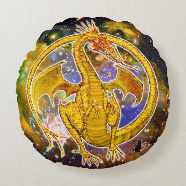 Topaz Cosmic Dragon Rundes Kissen (Vorderseite)