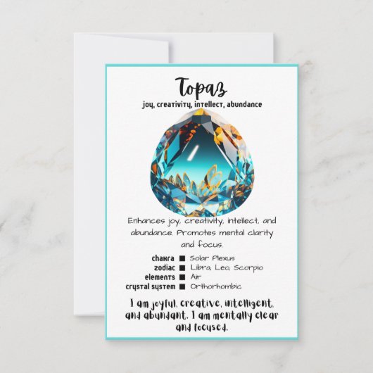Topaz Crystal Meaning Card Einladung (Vorderseite)