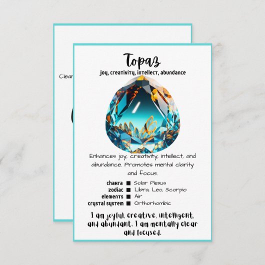 Topaz Crystal Meaning Card Einladung (Vorne/Hinten)