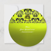 TOPAZ DAMASK GEM STONE MONOGRAMM schwarz gelb Einladung (Rückseite)