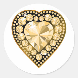 Topaz Gem Herz Runder Aufkleber