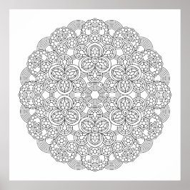 Topaz Moonlight Crystal Mandala Coloring Poster