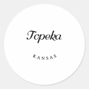 Topeka Kansas Black Schriftart Runder Aufkleber
