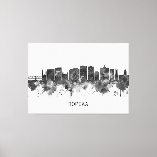 Topeka Kansas Skyline BW Leinwanddruck (Vorderseite)