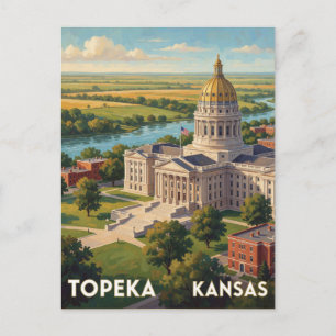 Topeka Kansas State Capitol Reise Illustration Postkarte