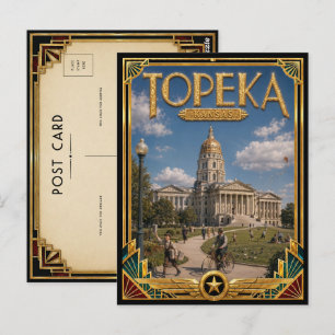 Topeka Kansas Vintage Art Deco Golden Age Postkarte