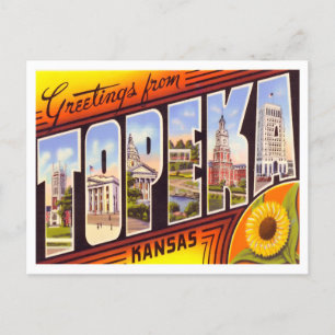 Topeka, Kansas Vintage Große Buchstaben Postkarte