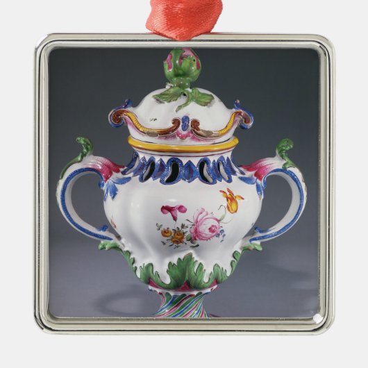 Topf-pourri Vase, hergestellt in Straßburg, Silbernes Ornament (Vorne)