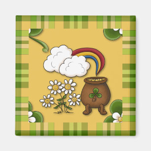 Topf von Goldkariertem St Patrick Magnet