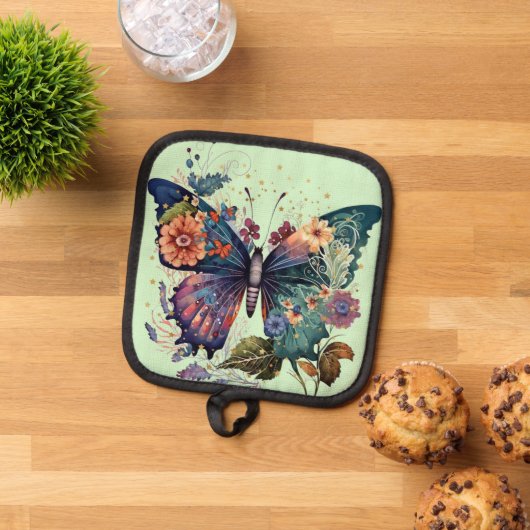 Töpfchen mit Hübschem Schmetterling Topflappen (Oben Unten)