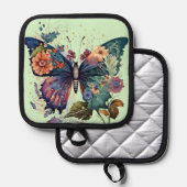 Töpfchen mit Hübschem Schmetterling Topflappen (Vorderseite/Rückseite)