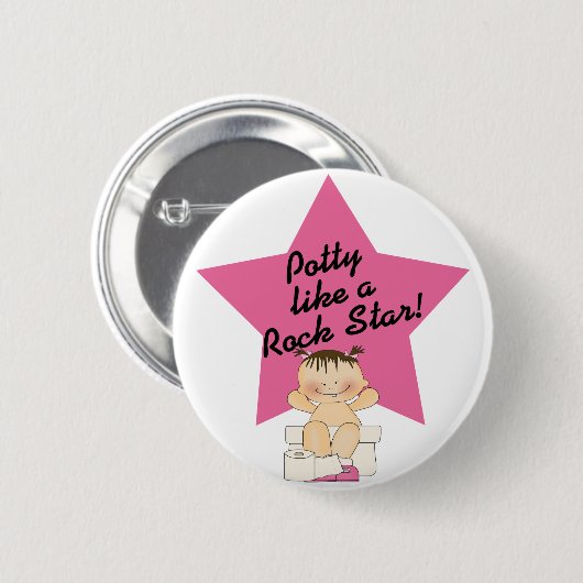 Töpfchen mögen ein Rockstar-Mädchen Button (Vorne & Hinten)