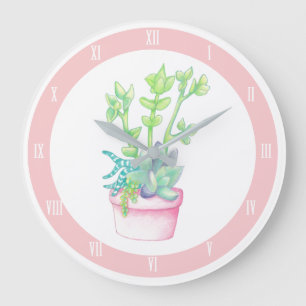 Töpfchensukkulturen & Pink Große Wanduhr