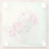 Töpfe aus rosa Blume Glasuntersetzer (Rückseite)