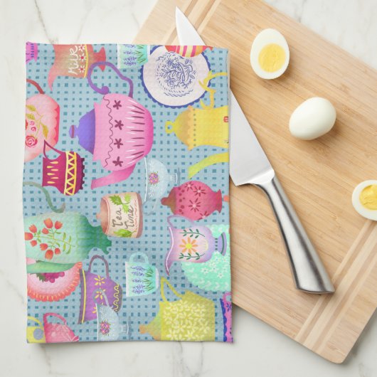 Töpferblau Geschirrtuch (Viertel Falte)