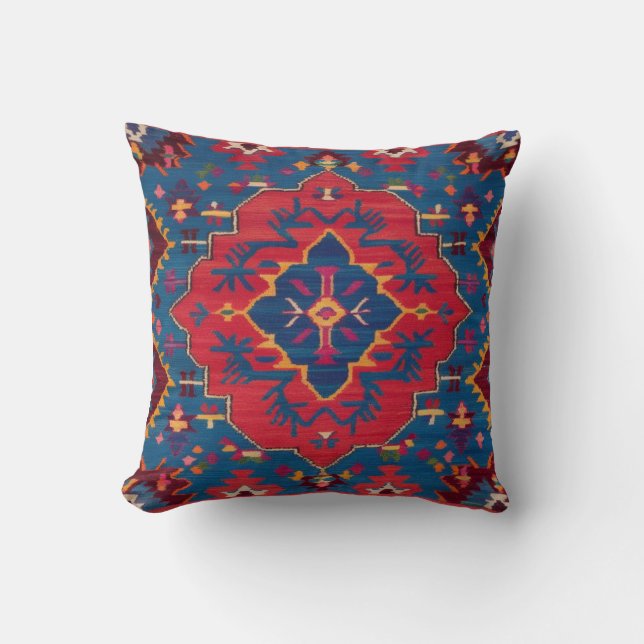 Töpferei Blauer Kilim Pillows: Zeitlose Kunst Kissen (Vorderseite)