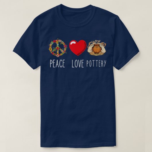 Töpferei Liebe Peace Heart Sign Pottery Maker Hand T-Shirt (Design vorne)