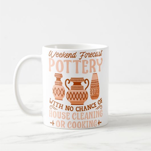 Töpferei-Shirt - Wochenend-Vorhersage Töpferei - L Kaffeetasse (Links)