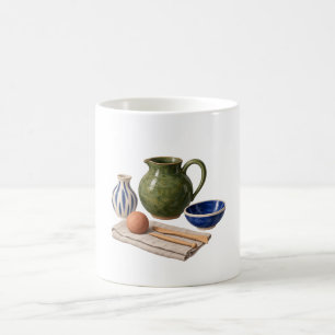 Töpferei Studio Grüne Kanne und Kobalt-Schale Tass Kaffeetasse
