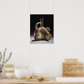 Töpfergefäß eines Frosches, der auf einen Kakaobau Poster (Küche)