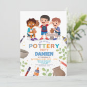 Töpferhandwerk Clay Art Pots Boys Geburtstag Einladung (Stehend Vorderseite)