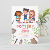 Töpferhandwerk Clay Art Pots Spaß Geburtstag Einladung (Stehend Vorderseite)