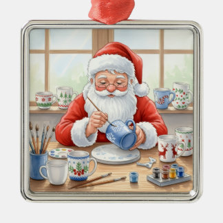 Töpfermalerei Weihnachtsmann Ornament Aus Metall
