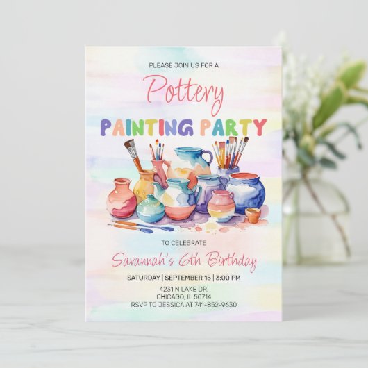 Töpferpartei Einladung (Stehend Vorderseite)