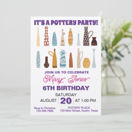 Töpferpartei Einladung (Stehend Vorderseite)