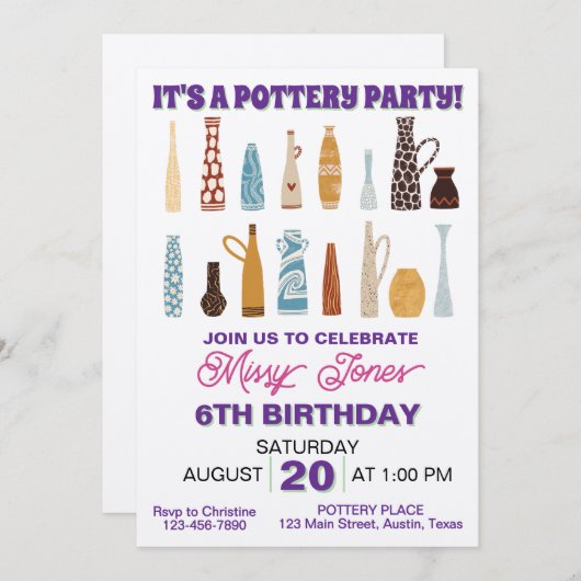 Töpferpartei Einladung (Vorne/Hinten)