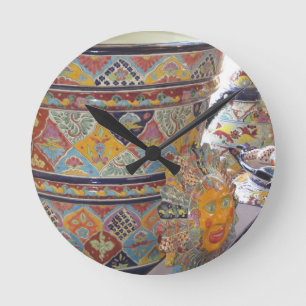 Töpferwaren im mexikanischen Talavera-Stil Runde Wanduhr