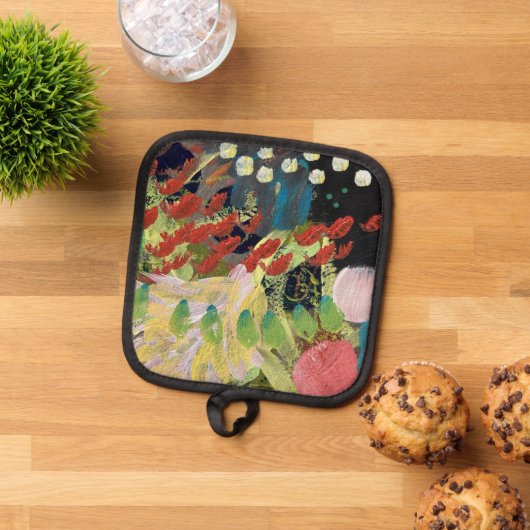 Töpfhalter in Blume im Nachtdesign Topflappen (Oben Unten)