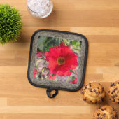 Topfhalter mit schöner Rote Rose Topflappen (Oben Unten)