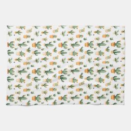 Topfkaktus auf weißem Küchentuch