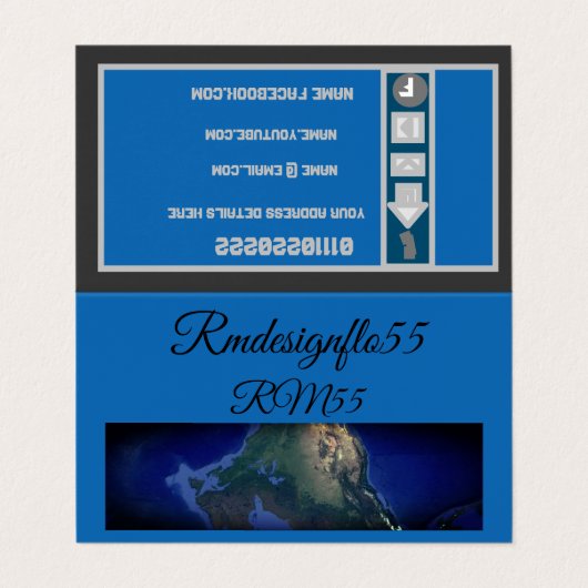 TOPFlow Premium Worldmap Business Card Visitenkarten (Außenseite Aufgefaltet)