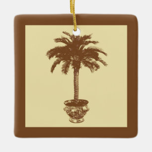Topfpalme - dunkelbraun und braun keramikornament